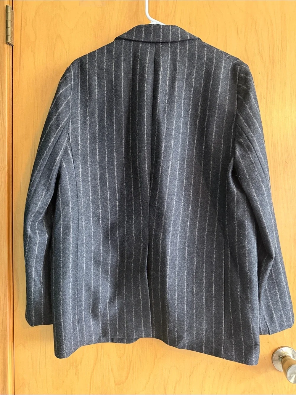 Acne Dark Gray Pinstripe Wool Blazer Size 48 XL